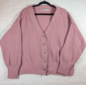 Free People Dusty Pink Chunky Knit Button Cardigan